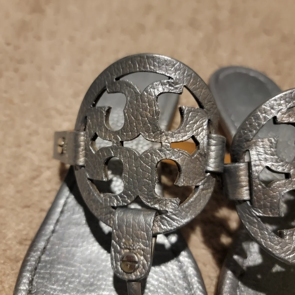 Tory Burch Miller Sandals Pewter Size 9.5